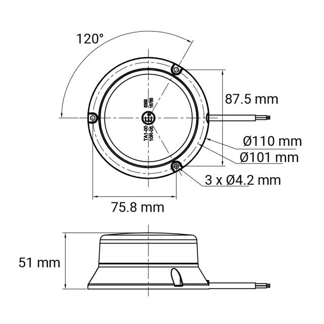 VARNINGSLJUS LANDS.  LED R65 PLANM BLÅ