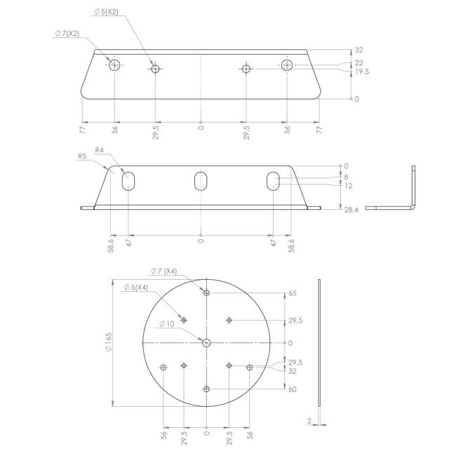 SURFACE MOUNT LOAD BAR DIN-B & FS 4-DOT