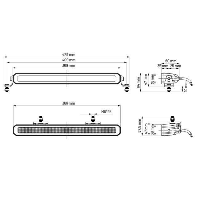 ARIES WORK LIGHT BAR 80W 14,4