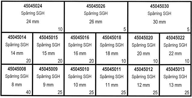 ASSORTMENT TRACK RING SGH 8-30 SGH 8-30