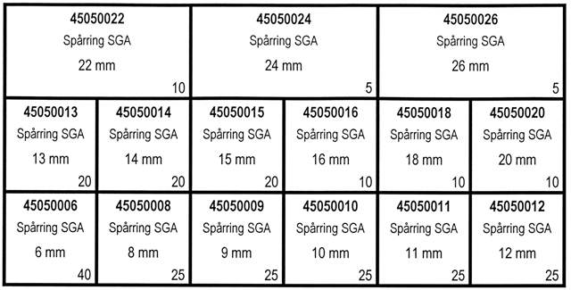 ASSORTMENT TRACK RING SGA 6-26