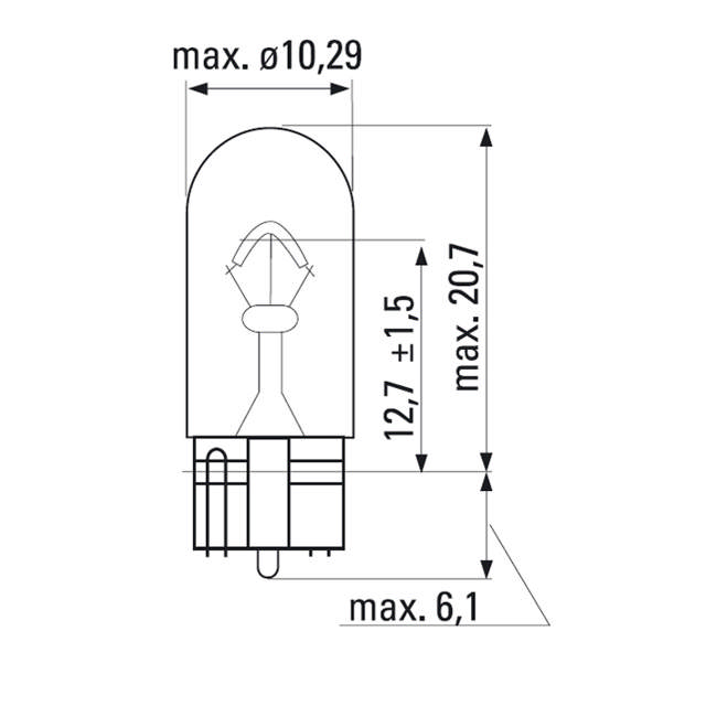 GLASSOCKELLAMPA 12V, WY5W GUL