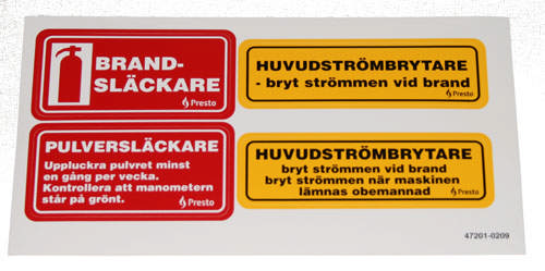 DECAL SHEET FOR  FIRE EXTINGUISHER
