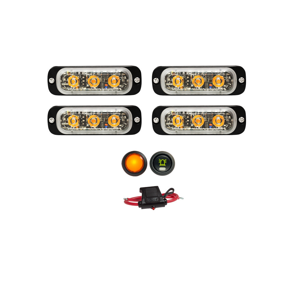 WARNING LIGHT PACK 4PCS ST3  INCL BUTTON FUSE ETC