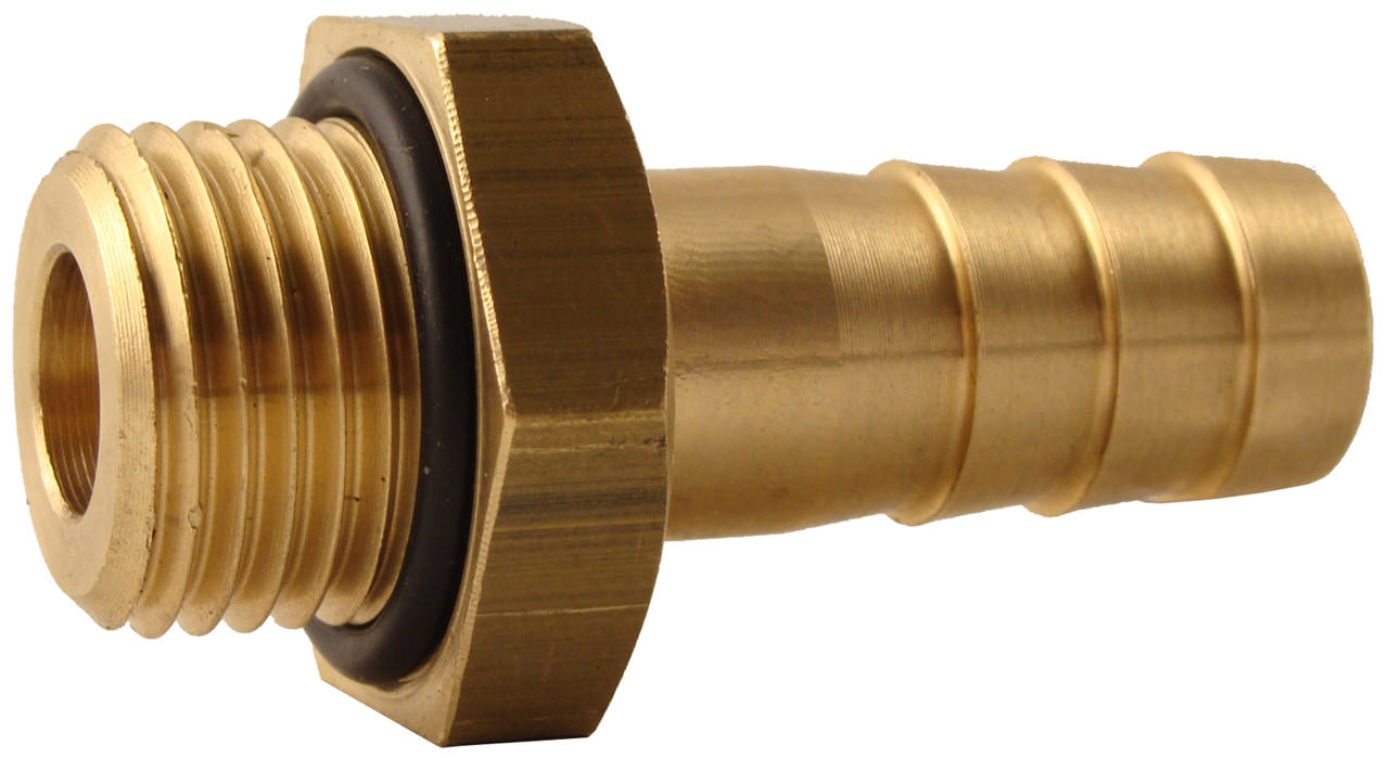 Hose nipple with O-ring and external millimetre thread.