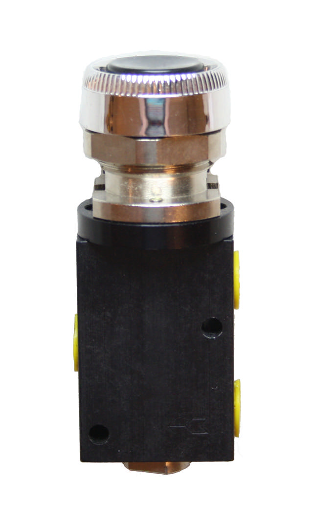 VALVE MANUAL 3/2WAY R1/8 MONOSTABLE. BLACK BUTTON NORMAL: CLOSED, MOUNTING HOLE: 30 mm