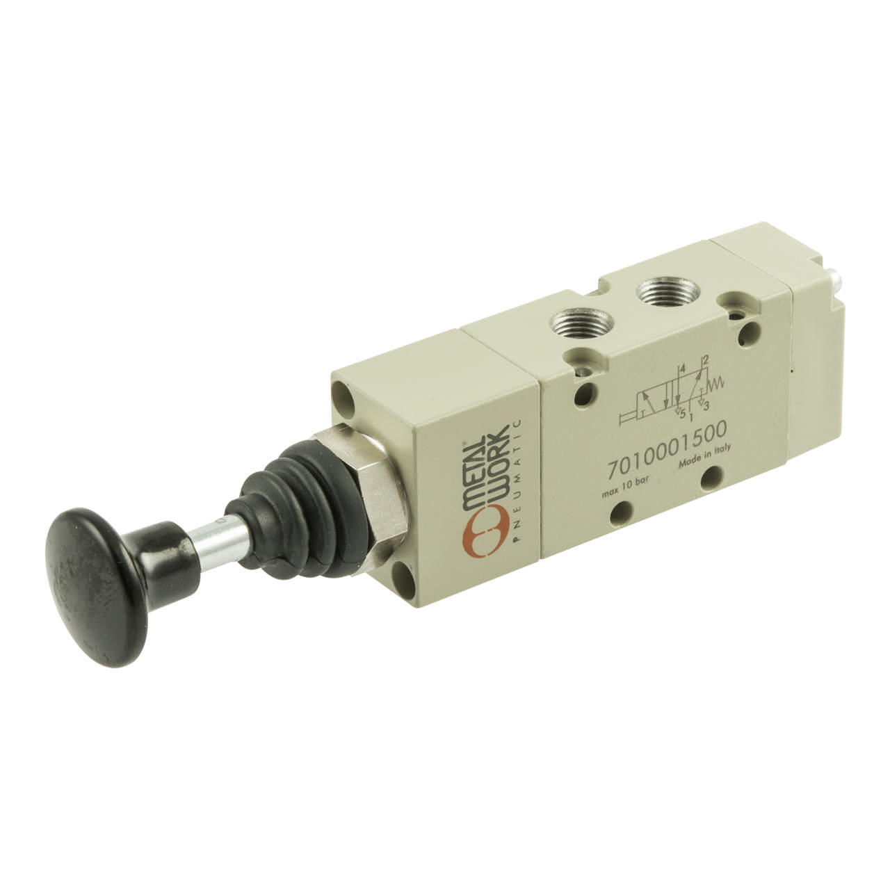 VALVE MAUNELL 5/2WAY R1/8 MONOSTABLE. BLACK BUTTON NORMAL: CLOSED, MOUNTING HOLE: 30 mm