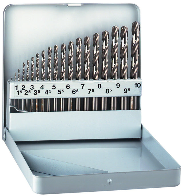 DRILL CASSETTE COBALT 1-10mm 19 DRILL BIT IN SHEET METAL BOX