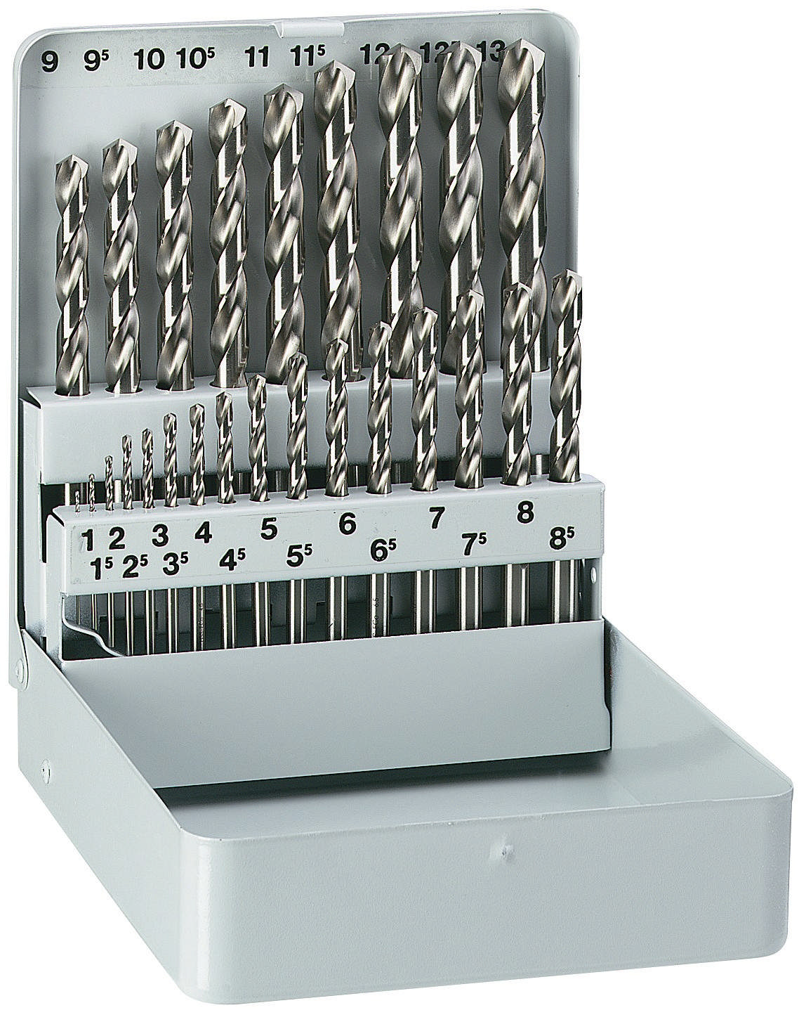 DRILL CASSETTE COBALT 1-13mm 25 DRILL BIT IN SHEET METAL BOX