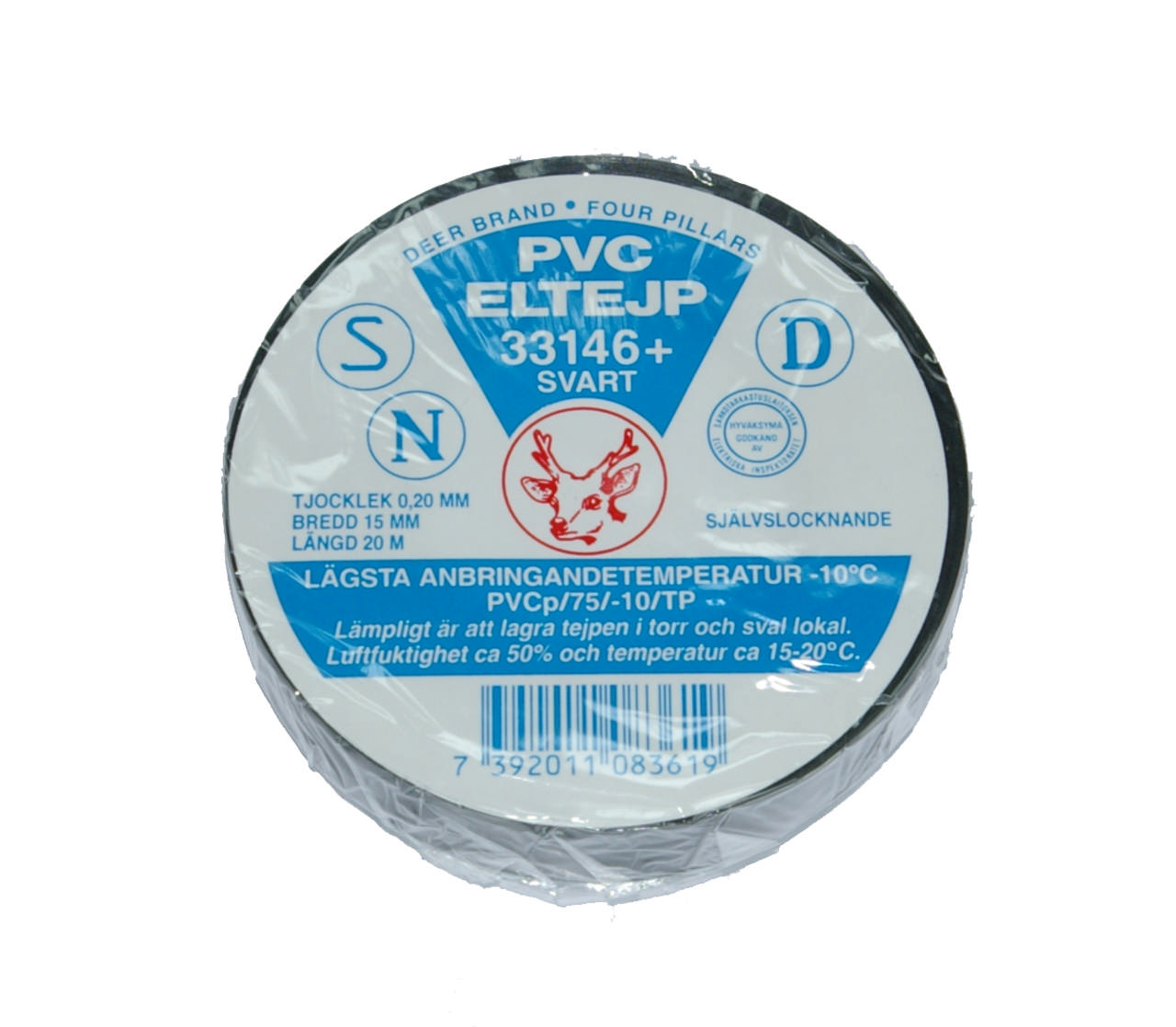 ELTEJP 19mmx20m, 33146+, SVART
