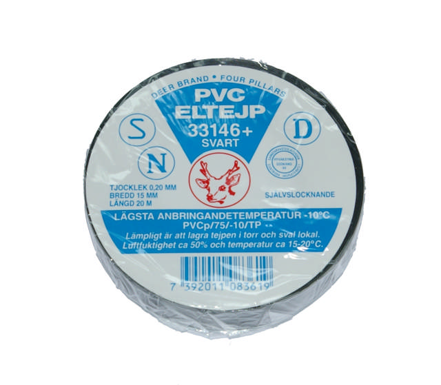 ELTEJP 19mmx20m, 33146+, SVART