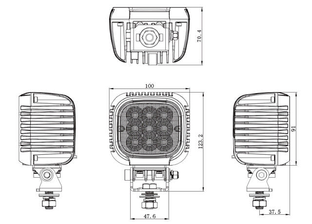 FLOOD WORK LIGHT, 63 W 9-36 V, ECE R10
