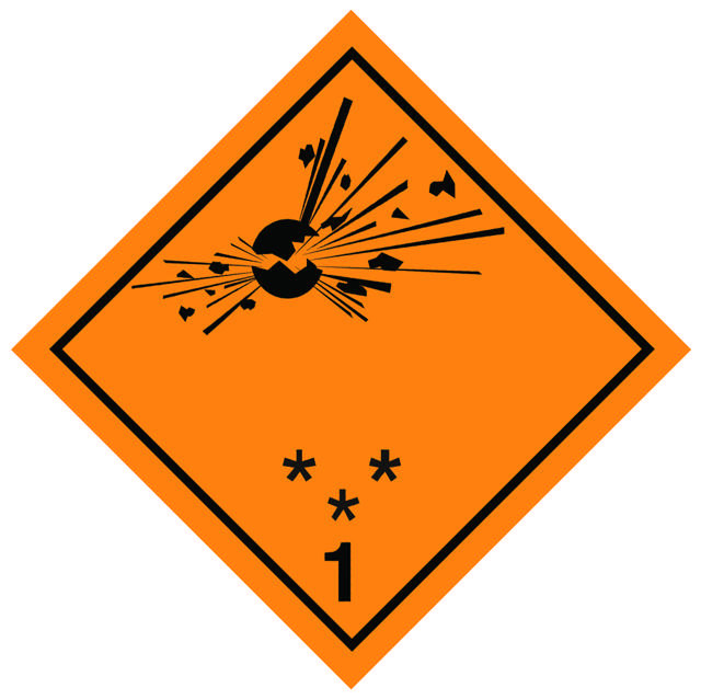 ADR-SKYLT KLASS 1 EXPLOSIVA