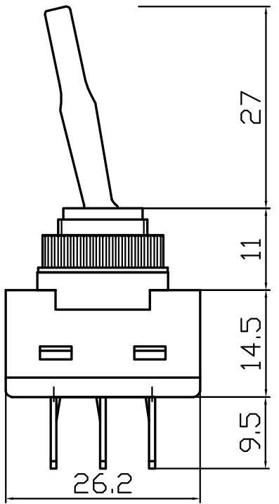 VIPPSTRÖMSTÄLLARE, ON/OFF/ON, SVART